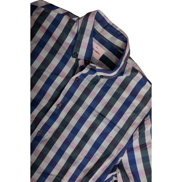 Peter Werth short sleeve men's button down shirt size large blue‎ green pink - Picture 2 of 5